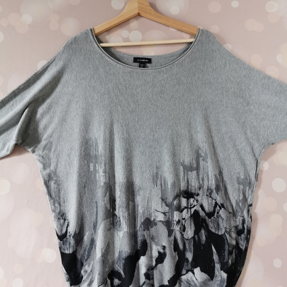 Le Château XL long sweater boat neck grey with print - Picture 2 of 9